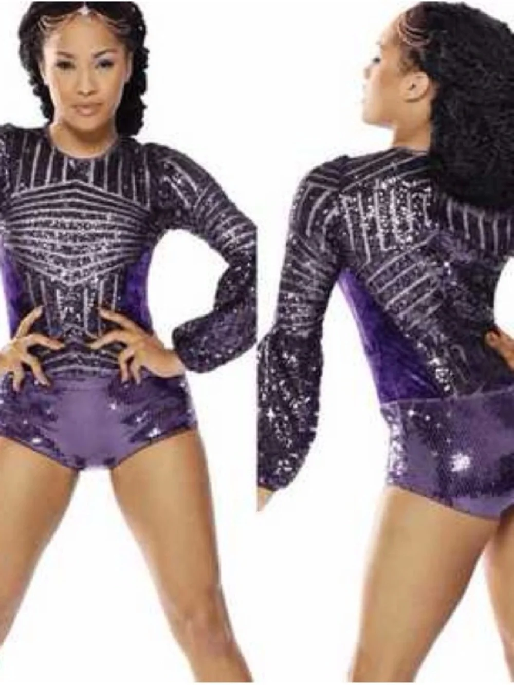 Revolution tenth house OMEGA | EGGPLANT dance leotard costume purple sequins m